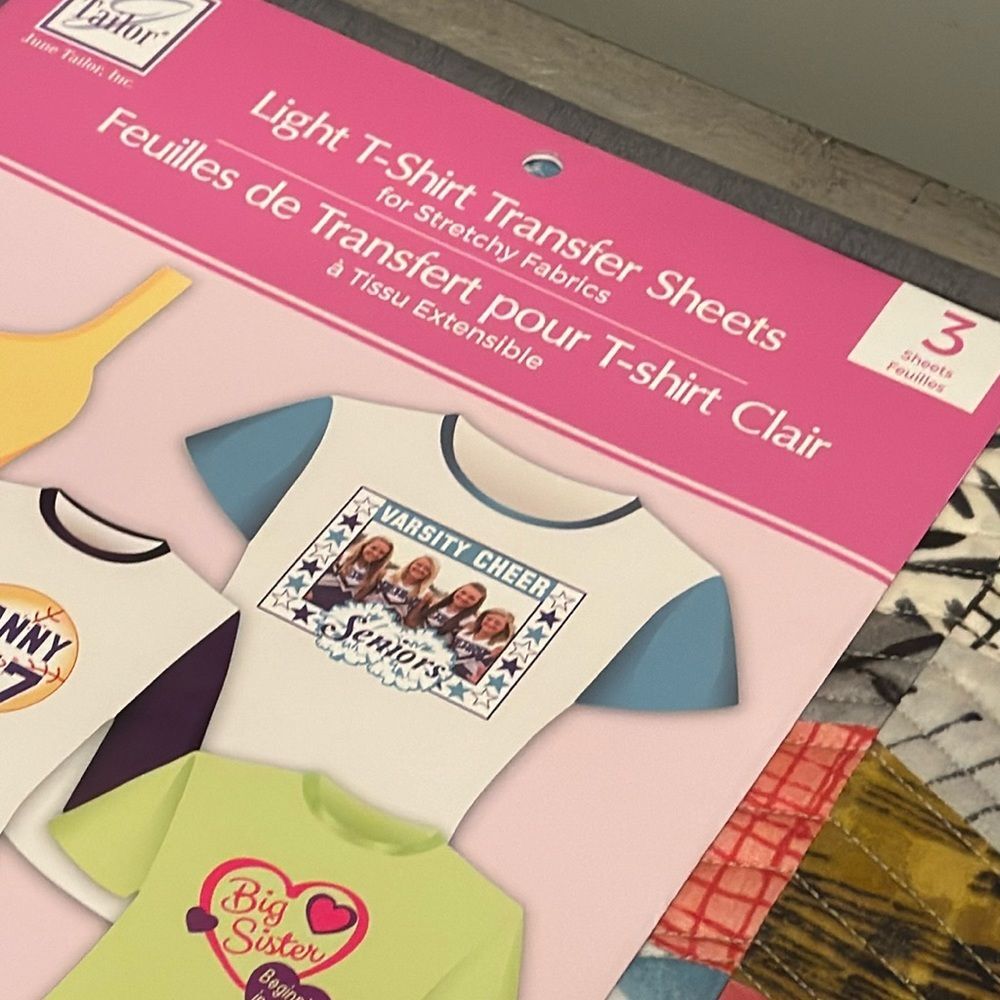 June Tailor Light T-Shirt Transfer Sheets Set of 3 Sheets NWT